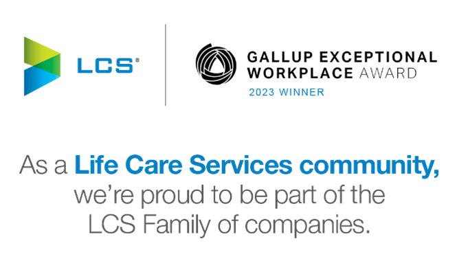Gallup exceptional workplace 2023 winner as Life Care Services community part of LCS Family