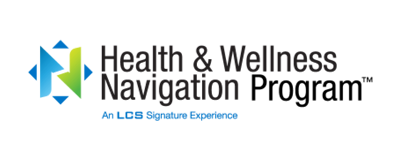 Health & Wellness Navigation logo with an abstract person in blue and green colors.
